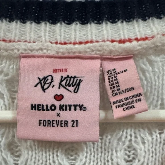 Forever 21 X Netflix X Hello Kitty limited edition Cardigan Pink and Black Trim - Picture 4 of 8
